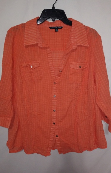 Zac & Rachel Tops - Zac & Rachel Coral Orange Work Shirt Sz 1X Plus
